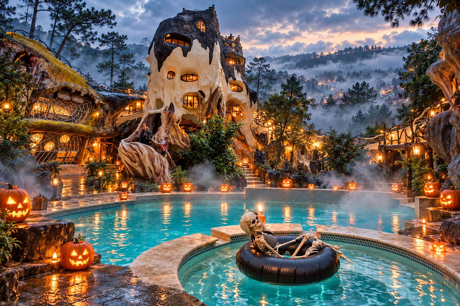 Không khí đón lễ hội Halloween ma mị giữa làn sương mù huyền bí đặc trưng tại thành phố Đà Lạt