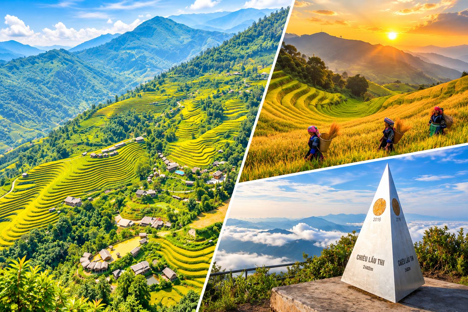 Khi tham gia cung đường đi bộ dã ngoại tại Hoàng Su Phì tháng 10, bạn không chỉ được hít hà hương lúa mới thơm nồng mà còn có cơ hội săn những biển mây bồng bềnh phủ trên đỉnh núi Chiêu Lầu Thi hay Tây Côn Lĩnh