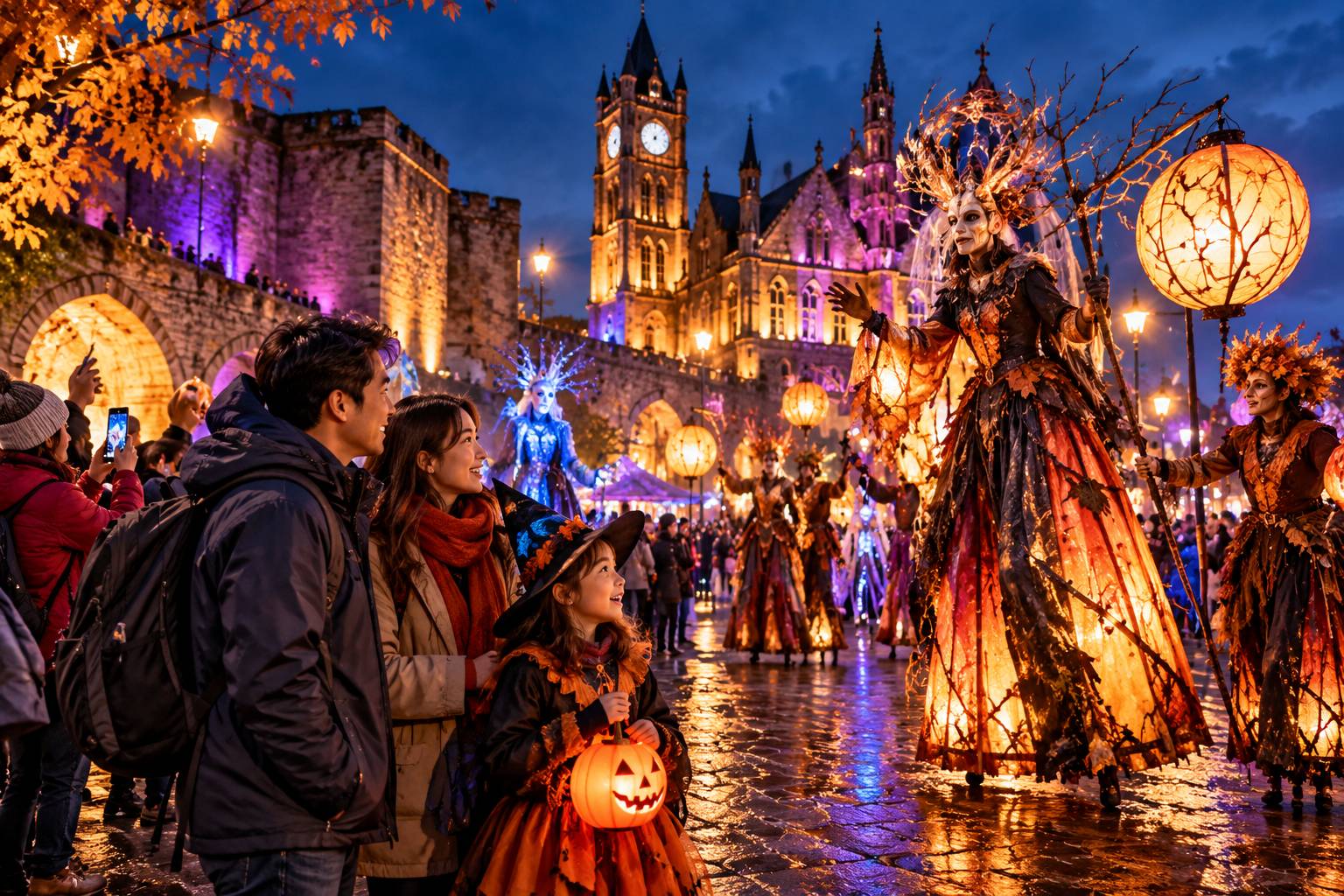 Du khách trải nghiệm ẩm thực đường phố và check in mùa lễ hội Derry Halloween năm 2026