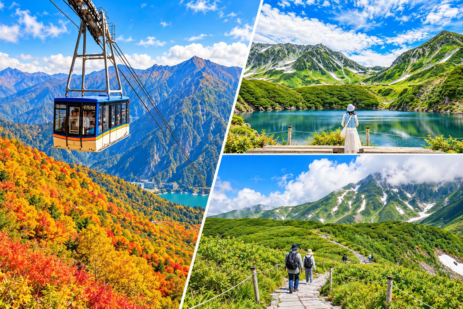 Khung cảnh hùng vĩ của cung đường Tateyama Kurobe Tháng 10 với sự giao thoa độc đáo giữa tuyết đầu mùa trắng xóa và thảm lá đỏ rực rỡ dưới chân núi