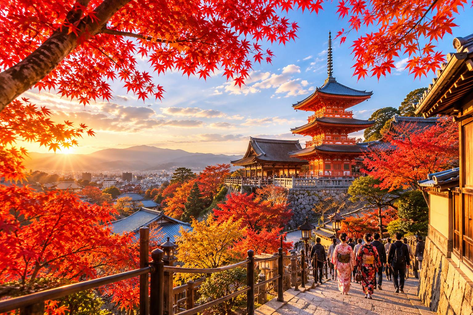 Mùa thu Kyoto từ giữa tháng 11 đến đầu tháng 12 luôn là điểm hẹn ngắm lá đỏ tuyệt mỹ nhưng thường rơi vào tình trạng quá tải du khách
